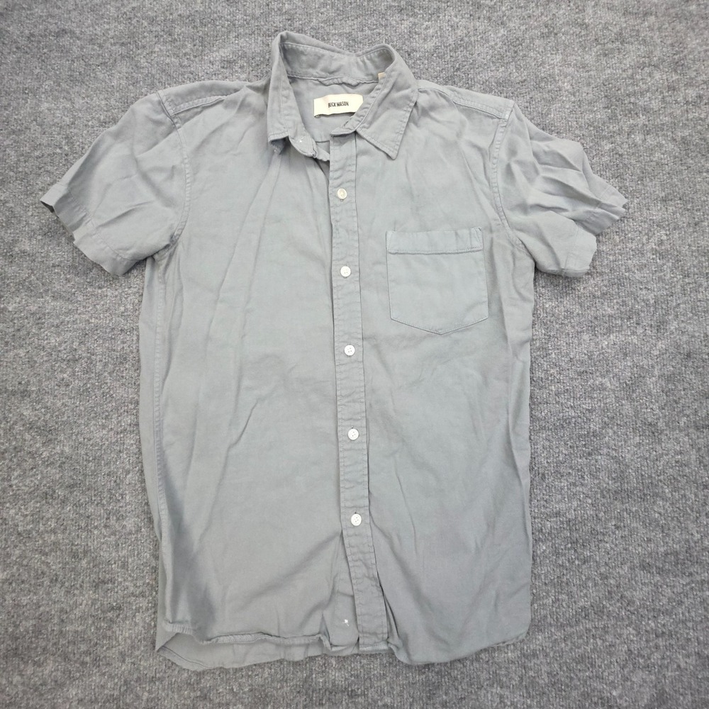 Buck Mason Shirt Men's XS Gray Button Up Collared Short Sleeve Cotton Rayon